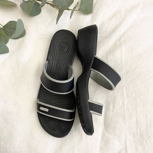 CROCS Black and Gray Heels